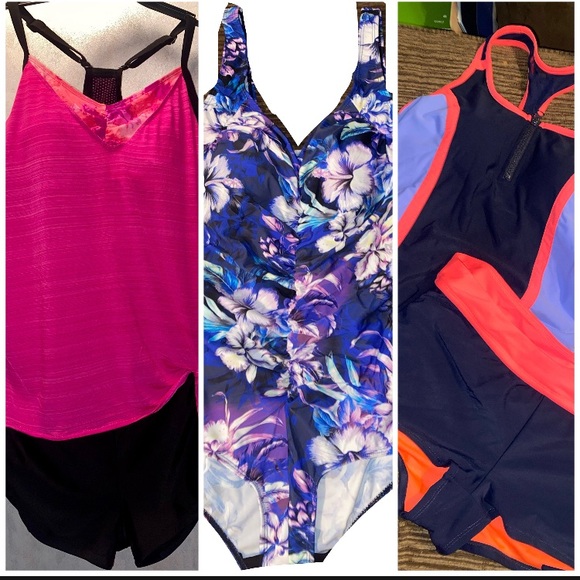 Other - Lot of women’s swimwear • pink tankini black boy short black floral one-piece
